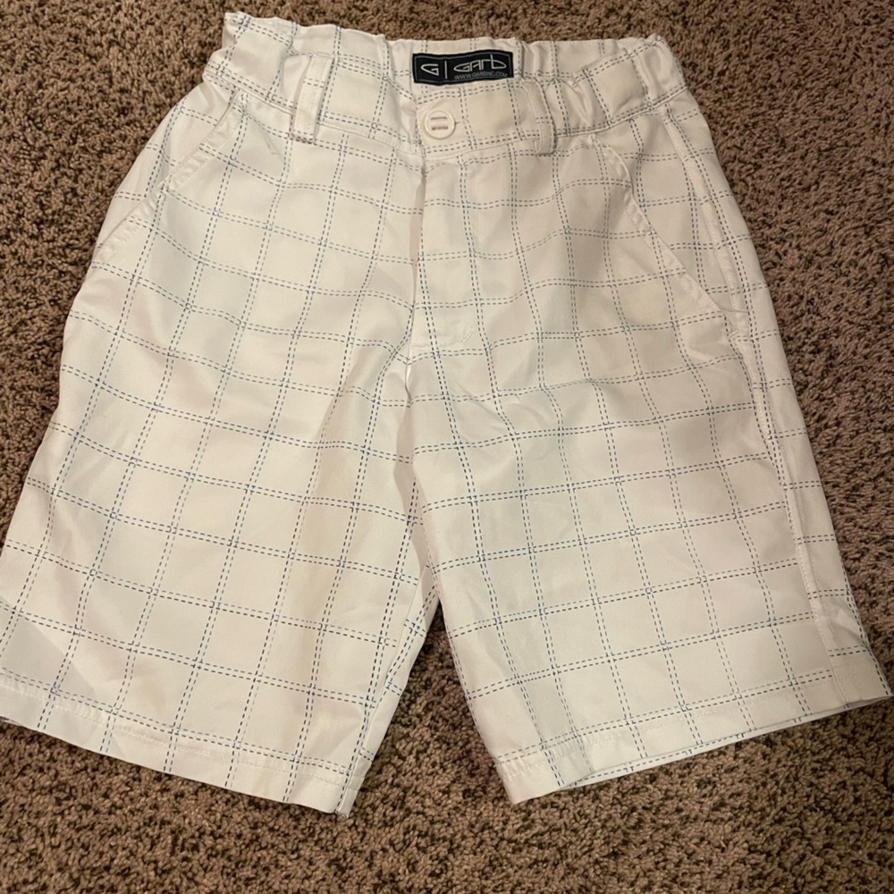 Garb white and blue striped golf short for boys size medium 7-8